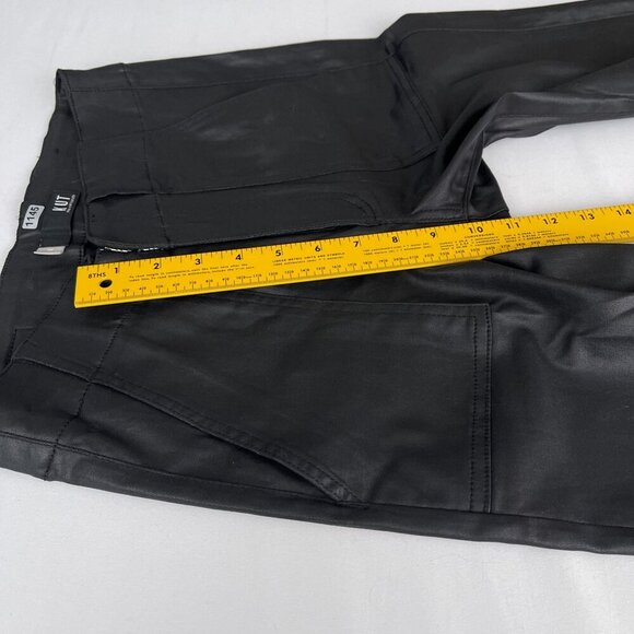 Kut From The Kloth‎ Reese Zip Ankle Straight Leg Black Waxed Coated Pants Women - Picture 11 of 12
